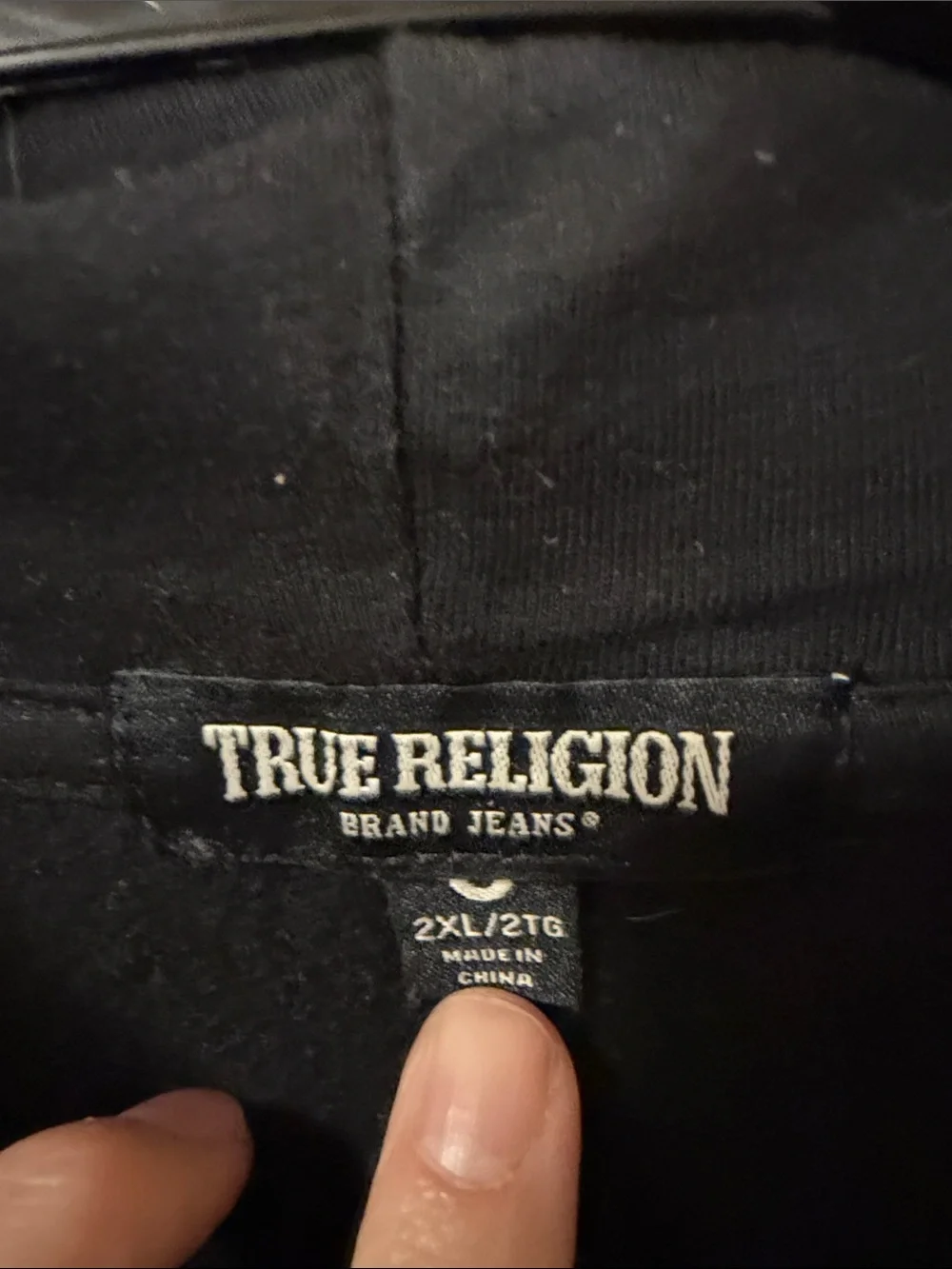 True Religion Black Full-Zip Hoodie with Metallic Horseshoe